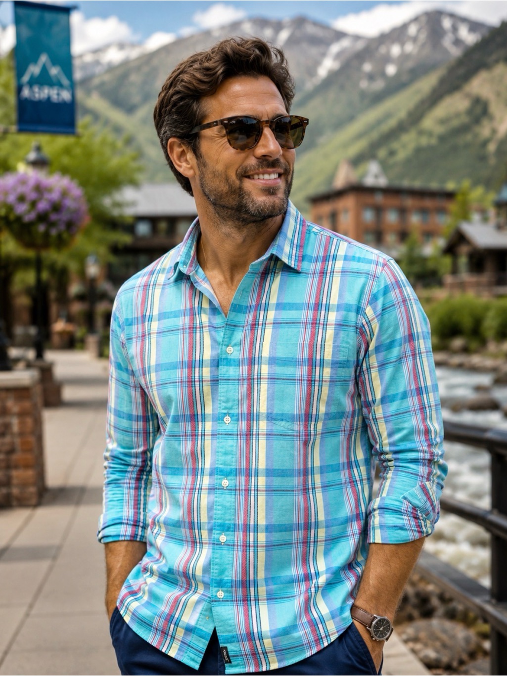 Y2k Izod Coastal Prep Baby Blue Plaid Button Down Shirt L Old Money Style Cozy